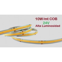 Tira LED 5 mts Flexible 24V 50W COB IP20 Alta Luminosidad